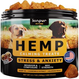 Natural Calming Chews for Dogs with Hemp Oil and Valerian Root Peanut Butter Flavor 180 Chews