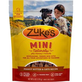 Zukes Mini Naturals Dog Treats (Option: Peanut Butter & Oats Recipe - 6oz)